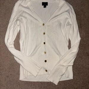 Worthington Cream Cardigan Sweater V-Neck Knit